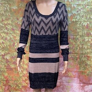 Body Central Metallic Striped Sweater Dress‎